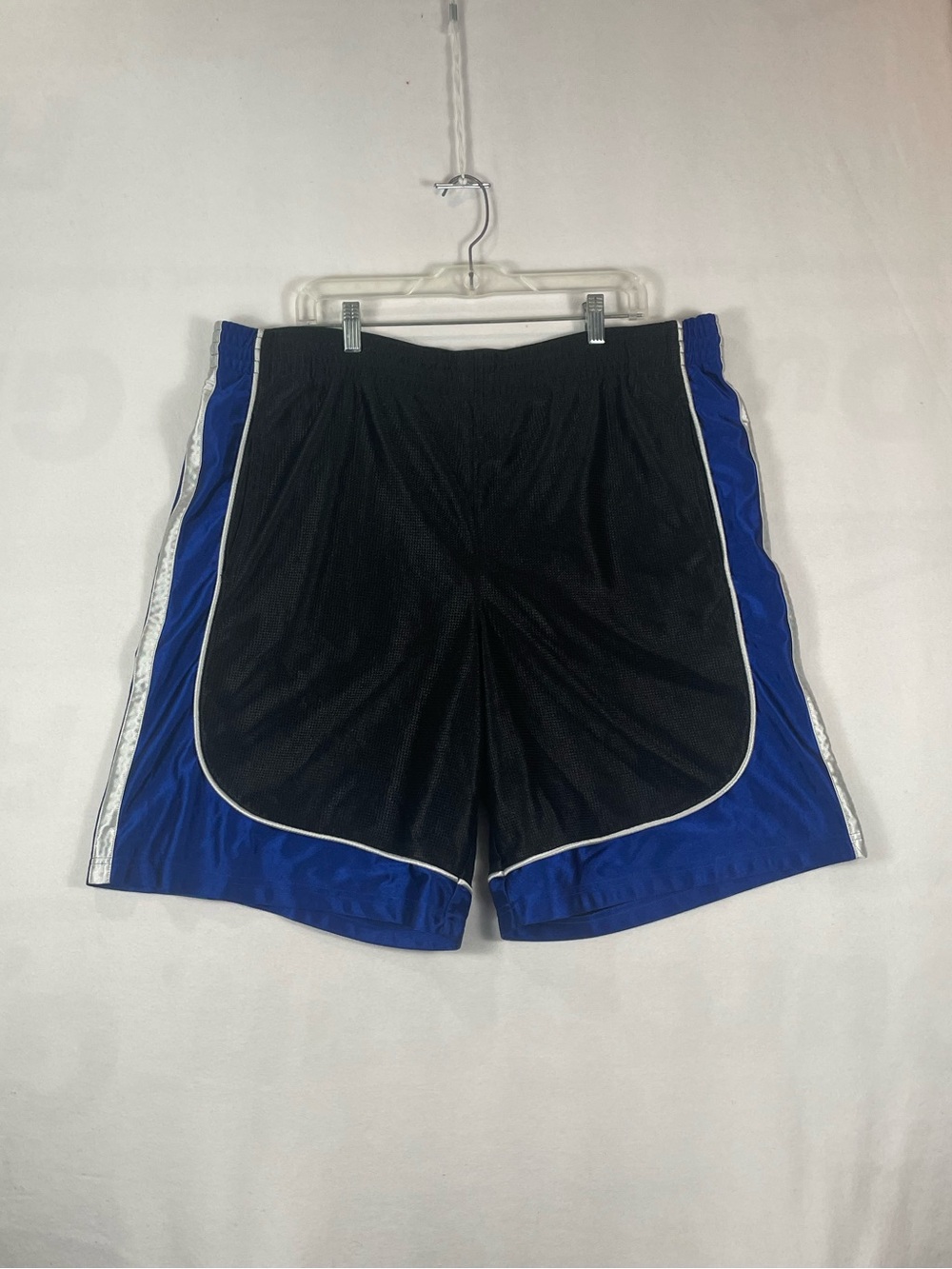 Vintage Foot Locker Silky Black Blue White Basketball Shorts Pockets Sz XL